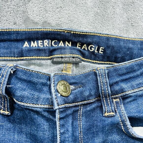 American Eagle Jegging Jeans‎ Womens Sz.4 Blue Stretch Mid-Rise Distressed - Picture 4 of 13